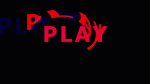 Red Play Text Appearing and Disappearing with Glitch Effect on Black Backgrou Stock Footage 343417701
