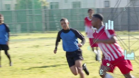 Red player stepping in winning ball rushing to net while blue chasing right Stock Footage 333221496