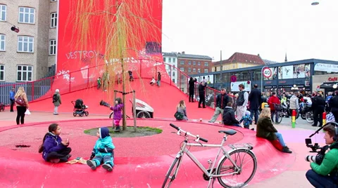 Red playground Stock Footage 36760168