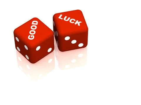 Red playing bones with words good and luck Stock Illustration