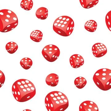 Red playing dices seamless pattern Stock Illustration