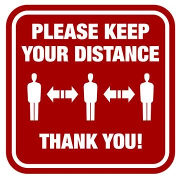 Red PLEASE KEEP YOUR DISTANCE sign vector illustration Illustrazione stock