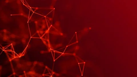 Red plexus effect. Abstract connection of dots and lines on a red backgroun.. Stock Illustration