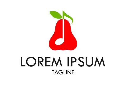 Red Plum Music Note Negative Space Logo Design	 Stock-Illustration