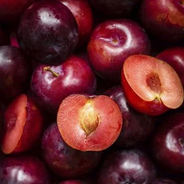 Red plum patterned background summer wallpaper Stock Photos