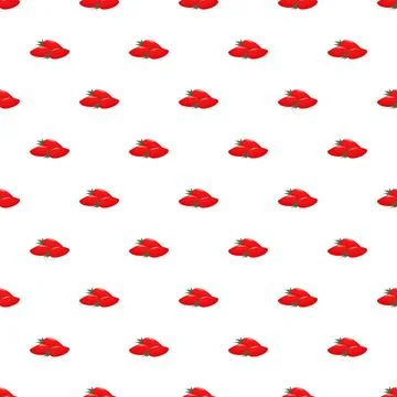 Red plum tomatoes seamless pattern on white background Stock Illustration