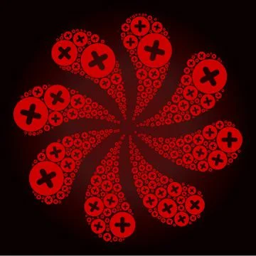 Red Plus Icon Curl Abstract Flower Stock Illustration