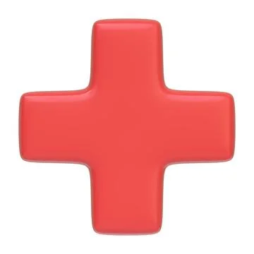 Red plus sign isolated on white background Stock Illustration