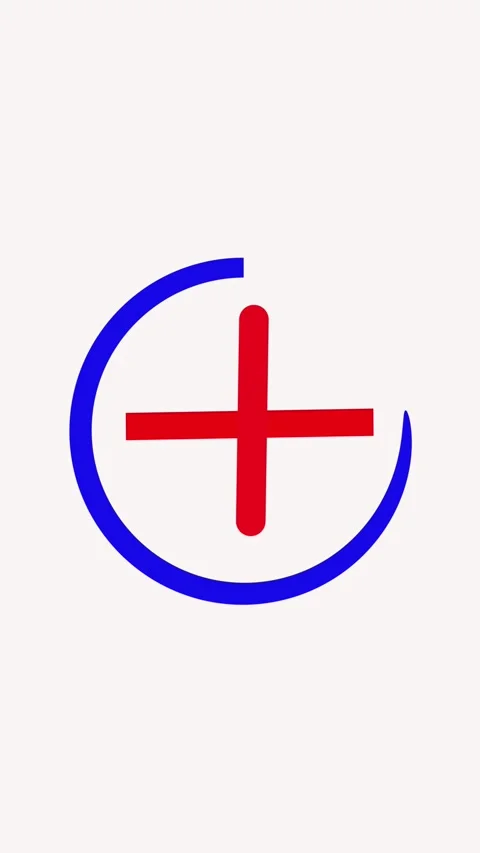 Red plus sign within blue ring abstract animation vertical video. Abstract .. 库存影片 321626885