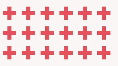 Red plus signs grid pattern on white background Stock Illustration