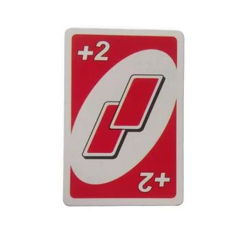 Red plus two playing card for a fun family game isolated on white background Stockfoto's