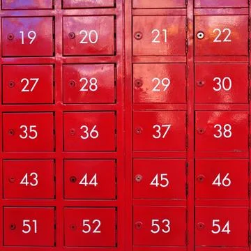 Red PO Boxes Post office service, Thailand. Stock Photos