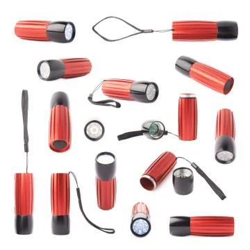 Red pocket flashlight isolated Stock Photos