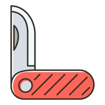 Red pocket knife icon, flat style Stock Illustration
