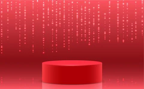 Red podium and red light in the studio room Stock Illustration