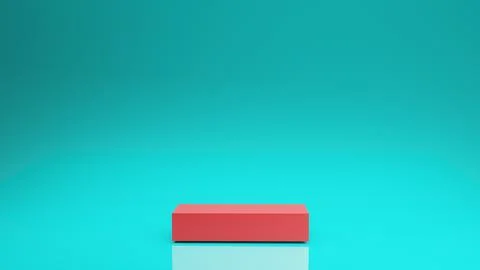 Red podium display stand on minimalist cyan background for product showcase Stock Illustration