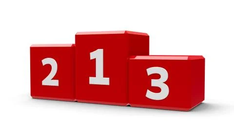 Red podium isometry Stock Illustration