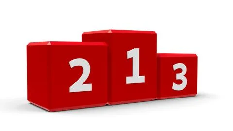 Red podium isometry Stock Illustration