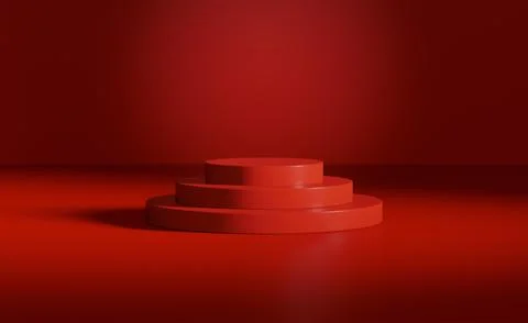 Red podium platform for product presentation. 3d rendering luxury pedestal .. Stock-Fotos