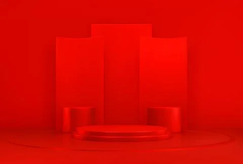 Red podium, realistic 3d platform or pedestal Stock Illustration