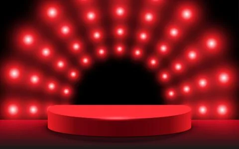 Red podium with red light in the studio room Stock Illustration