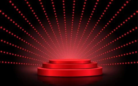 Red podium with red light in the studio room Stock Illustration