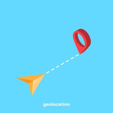 Red pointer on a blue background, isometric image Illustrazione stock
