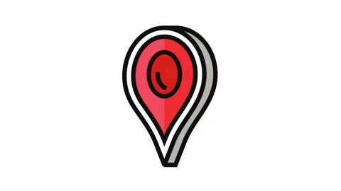 Red pointer map location color icon animation Video stock 326104737
