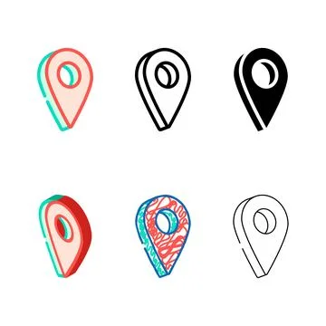 Red pointer map location color variations icon vector Stock Illustration