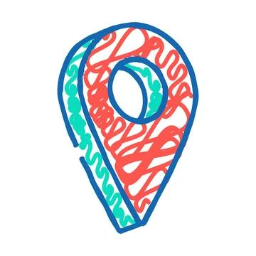Red pointer map location icon doodle illustration 스톡 일러스트