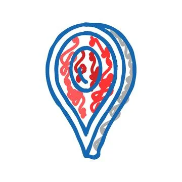 Red pointer map location icon doodle illustration 스톡 일러스트