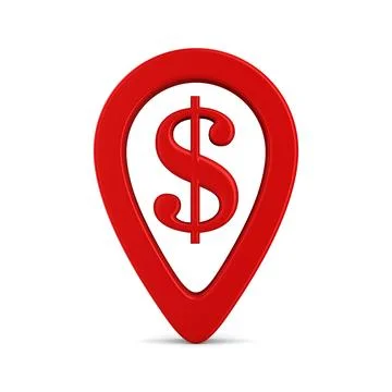 Red pointer marker on white background. Isolated 3D illustration イラスト素材