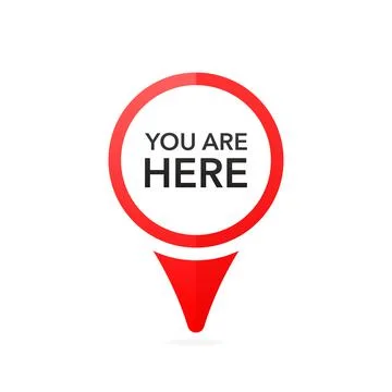 Red pointer with you are here on white background. White background. Vector i Stockillustratie