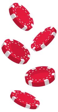Red Poker Chips Falling in Flat Vector Illustration Style Stock Illustration