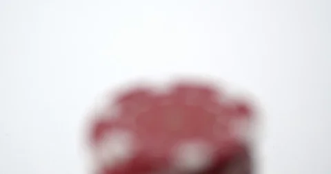 Red poker chips falling slow-motion Stock Footage 112329327