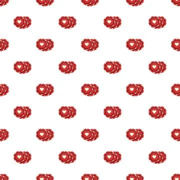 Red poker chips with hearts pattern repeating wallpaper Stock Illustration