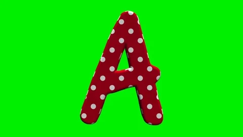 Red polka dot alphabet letters on green screen background Video stock 345132228