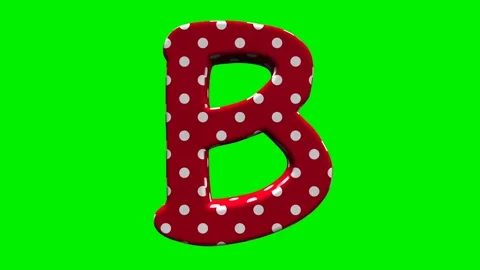 Red polka dot alphabet letters on green screen background Video stock 345132230