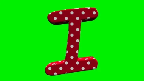 Red polka dot alphabet letters on green screen background Video stock 345132877