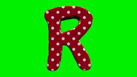 Red polka dot alphabet letters on green screen background Stock Footage 345133109