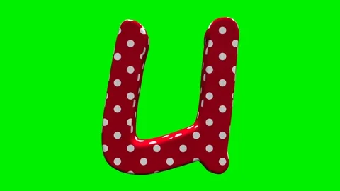 Red polka dot alphabet letters on green screen background Video stock 345133141