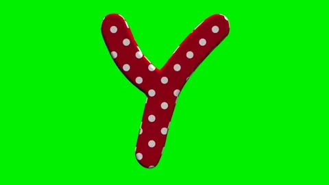 Red polka dot alphabet letters on green screen background Stock Footage 345133236