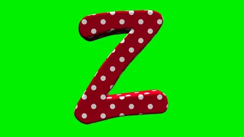 Red polka dot alphabet letters on green screen background Stock Footage 345133254