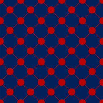 Red Polka dot Chess Board Grid Navy Blue Background Stock Illustration