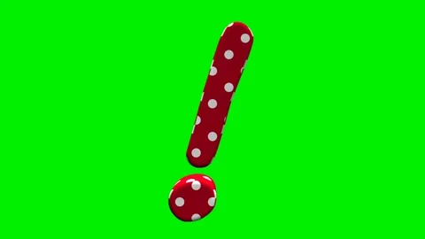 Red polka dot exclamation mark on green screen background Stock Footage 345131695