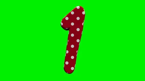 Red polka dot numbers on green screen background Stock Footage 345131707