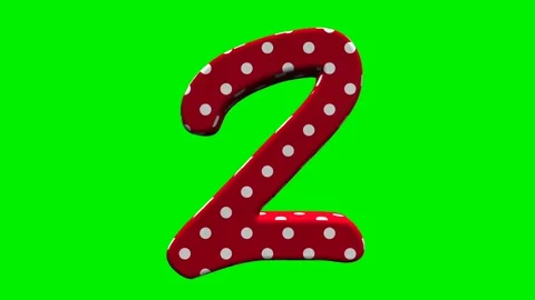 Red polka dot numbers on green screen background Stock Footage 345131852