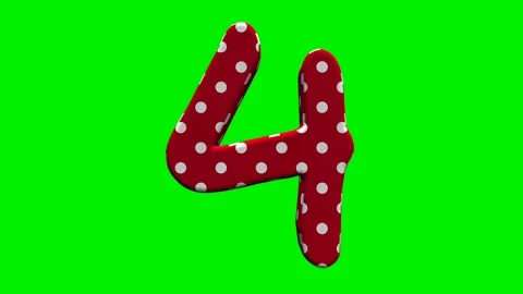 Red polka dot numbers on green screen background Stock Footage 345131901