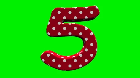 Red polka dot numbers on green screen background Stock Footage 345131943