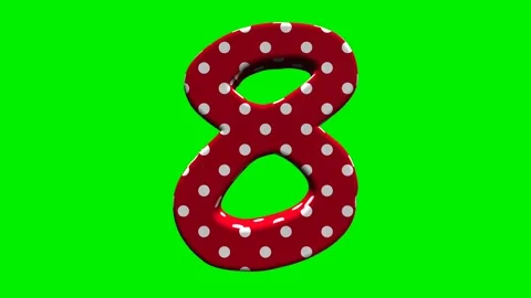 Red polka dot numbers on green screen background Stock Footage 345132158